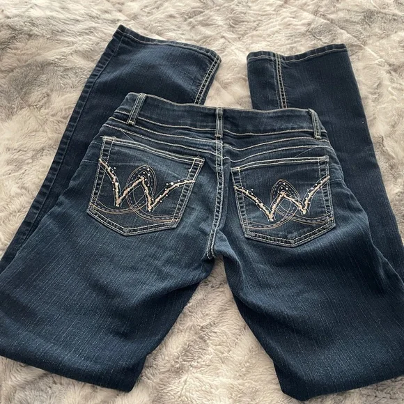 VINTAGE WRANGLER JEANS ,RED STITCHING, S3/4 x34 - Picture 2 of 12